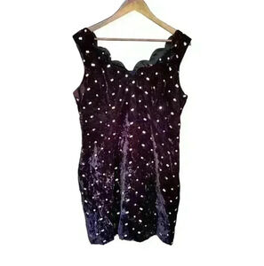 Vintage Flirtations by Alfred Angelo Purple Velvet Sequined Cocktqil Dress